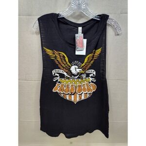Country Deep Free Bird Graphic Muscle Tank Top Black Distressed Eagle XL NEW
